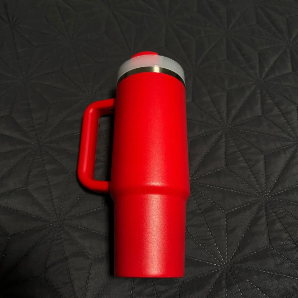 Stanley Red Insulated Travel Mug with Handle and Straw - Picture 3 of 8